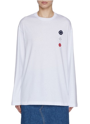 首图 - 点击放大 - JOSHUA’S - Smiley Face Pixel Cotton T-Shirt