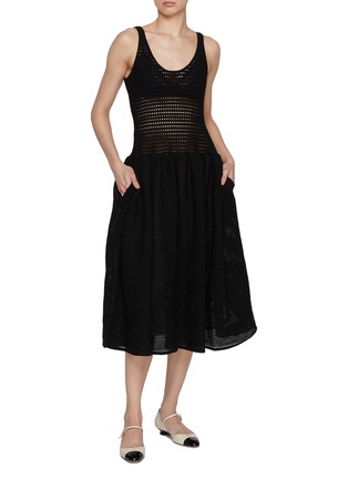 模特儿示范图 - 点击放大 - SELF-PORTRAIT - Crochet Knit Midi Dress