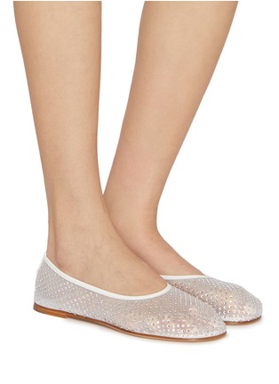 模特儿示范图 - 点击放大 - DEAR FRANCES - Balla Small Crystal Embellished Mesh Ballerina Flats