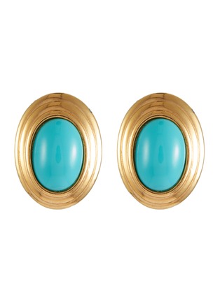 首图 - 点击放大 - LANE CRAWFORD VINTAGE ACCESSORIES - Avon Gold Toned Faux Turquoise Earrings