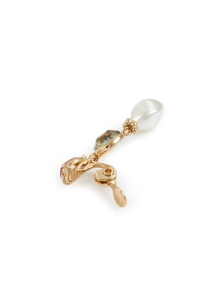 细节 - 点击放大 - LANE CRAWFORD VINTAGE ACCESSORIES - TJG Gold Toned Faux Pearl Foiled Stones Dangling Earrings