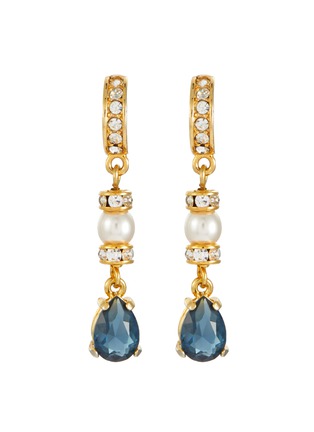 首图 - 点击放大 - LANE CRAWFORD VINTAGE ACCESSORIES - Unsigned Gold Toned Diamante Faux Pearls Dangling Earrings