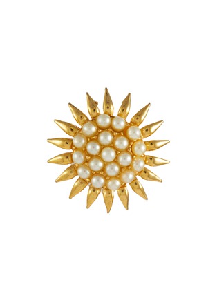 首图 - 点击放大 - LANE CRAWFORD VINTAGE ACCESSORIES - Unsigned Gold Toned Sunburst Faux Pearls Earrings