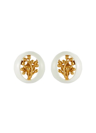首图 - 点击放大 - LANE CRAWFORD VINTAGE ACCESSORIES - Trifari Resin Gold Toned Inlaid Shape Of Tree Of Life Earrings