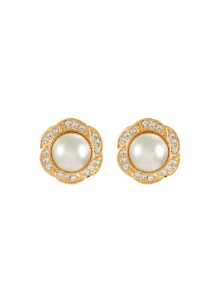 首图 - 点击放大 - LANE CRAWFORD VINTAGE ACCESSORIES - Roman Gold Toned Diamante Faux Pearls Earrings