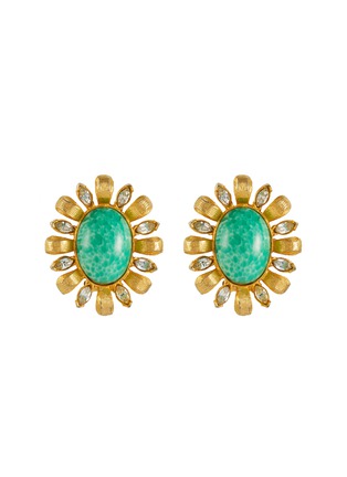 首图 - 点击放大 - LANE CRAWFORD VINTAGE ACCESSORIES - Unsigned Gold Toned Diamante Flower Earrings