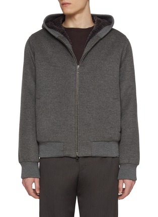 首图 - 点击放大 - FABIO GAVAZZI - Zip up Hooded Cashmere Mink Bomber Jacket