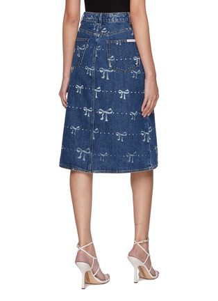 背面 - 点击放大 - SELF-PORTRAIT - Bow Print Denim Midi Skirt