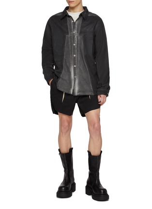 模特儿示范图 - 点击放大 - RICK OWENS DRKSHDW - Splintered Panel Cotton Shirt Jacket