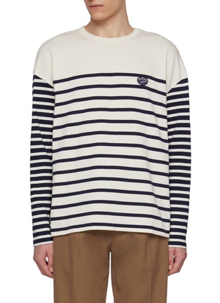 首图 - 点击放大 - MAISON LABICHE - Striped Logo Patch T-Shirt