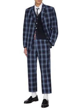 模特儿示范图 - 点击放大 - THOM BROWNE - 棉麻针织开襟毛衣