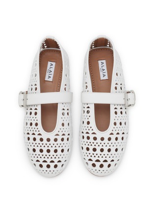 细节 - 点击放大 - ALAÏA - Perforated Leather Ballerina Flats