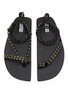 细节 - 点击放大 - ALAÏA - Eyelet Embellished Leather Flat Sandals