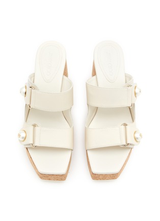 细节 - 点击放大 - JIMMY CHOO - Fayence 95 Leather Wedge Sandals