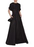 模特儿示范图 - 点击放大 - CAROLINA HERRERA - Cuffed Sleeves Button Front Silk Gown