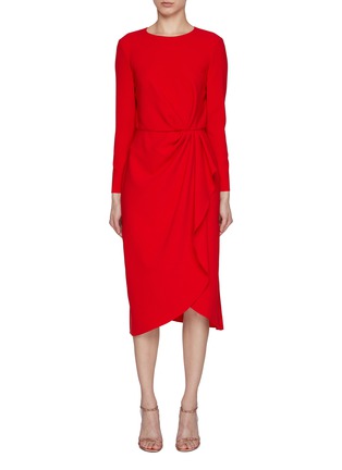 首图 - 点击放大 - CAROLINA HERRERA - Crewneck Side Drape Midi Dress