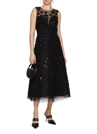 模特儿示范图 - 点击放大 - CAROLINA HERRERA - Embroidered A-Line Dress