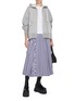 模特儿示范图 - 点击放大 - SACAI - Embroidered Pocket Side Split Cotton T-Shirt
