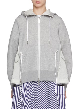 首图 - 点击放大 - SACAI - Sponge Sweat Nylon Twill Hybrid Hoodie