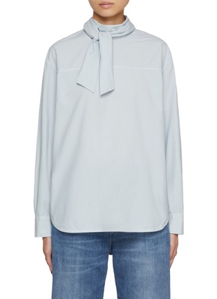 首图 - 点击放大 - BARENA - Foulard Collar Cotton Poplin Blouse