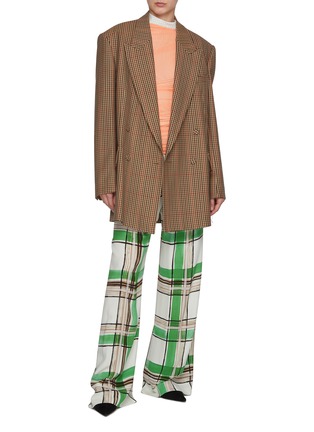模特儿示范图 - 点击放大 - DRIES VAN NOTEN - 系带格纹西装外套