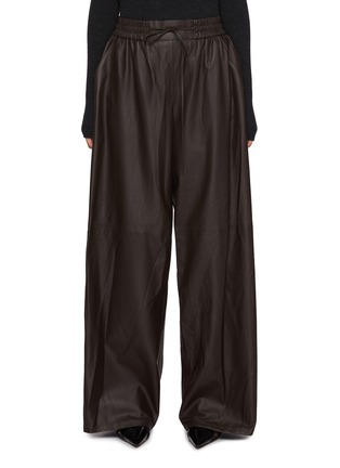 首图 - 点击放大 - YVES SALOMON - Drawstring Wide Leg Leather Trousers