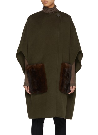 首图 - 点击放大 - YVES SALOMON - Mink Pocket Wool Cashmere Cape