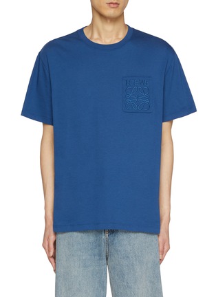 首图 - 点击放大 - LOEWE - Embroidered Anagram Pocket Crewneck Cotton T-Shirt