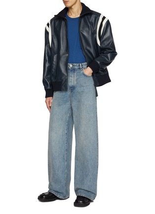 模特儿示范图 - 点击放大 - LOEWE - Stand Collar Leather Varsity Jacket