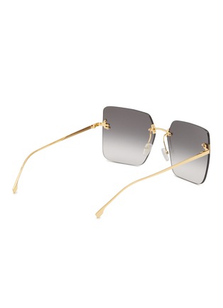 模特儿示范图 - 点击放大 - FENDI - Fendi First Crystal Metal Square Sunglasses