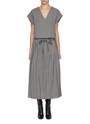 首图 - 点击放大 - FABIANA FILIPPI - Cap Sleeve Belted Wool Blend Flannel Dress