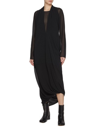 模特儿示范图 - 点击放大 - MM6 MAISON MARGIELA - 垂坠褶皱连衣裙