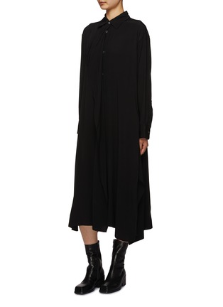 细节 - 点击放大 - YOHJI YAMAMOTO - 垂褶衬衫连衣裙