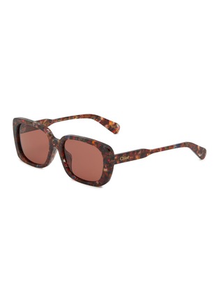 首图 - 点击放大 - CHLOÉ - Havana Shiny Brown Rectangle Frame Sunglasses