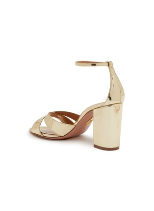  - AQUAZZURA - Divine 85 Specchio Shiny Leather Mule Sandals