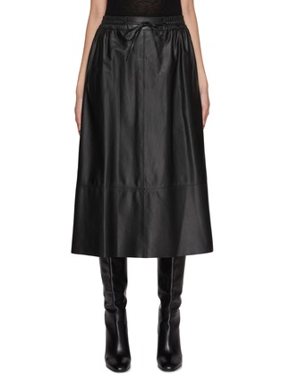 首图 - 点击放大 - YVES SALOMON - Tie Waist Leather Midi Skirt