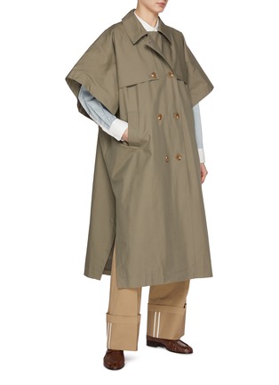 模特儿示范图 - 点击放大 - THE LOOM - Cap Sleeve Cotton Blend Trench Cape