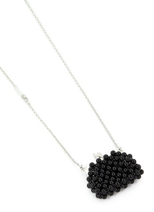 细节 - 点击放大 - SSIL - Rhodium Plated Brass Micro Onyx Bag Necklace