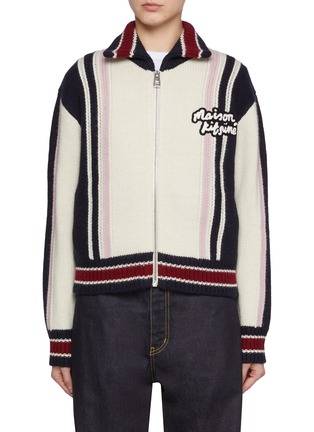 首图 - 点击放大 - MAISON KITSUNÉ - Zipped Intarsia Knit College Blouson