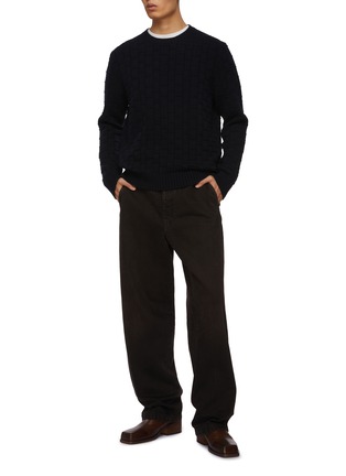 模特儿示范图 - 点击放大 - PRADA - 羊绒混纺错列纹理毛衣