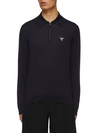 首图 - 点击放大 - PRADA - 羊毛拉链 POLO 衫