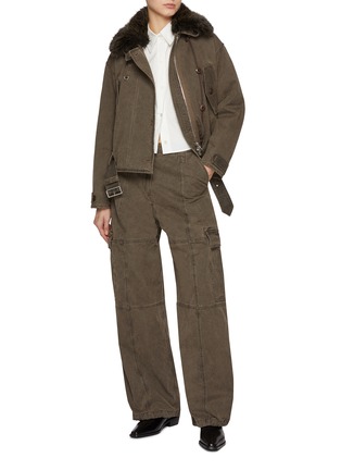 模特儿示范图 - 点击放大 - KENZO - Dyed Cotton Canvas Cargo Trousers