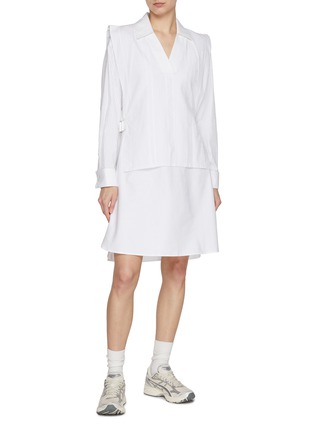 模特儿示范图 - 点击放大 - KENZO - Pleated Cotton Shirt Dress