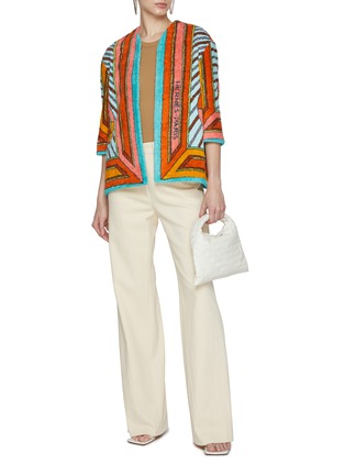 模特儿示范图 - 点击放大 - LILYEVE - Collarless Open Front Terry Jacket