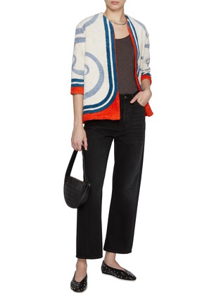 模特儿示范图 - 点击放大 - LILYEVE - Collarless Open Front Terry Jacket