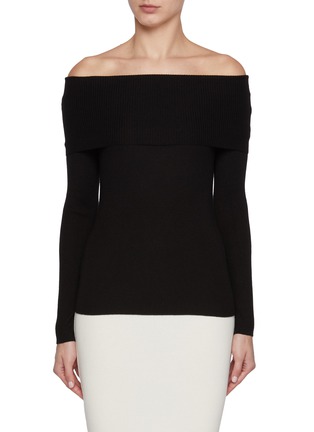 首图 - 点击放大 - WILD CASHMERE - April Off Shoulder Roll Neck Ribbed Silk Cashmere Sweater