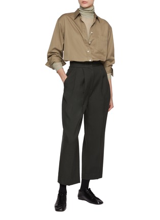 模特儿示范图 - 点击放大 - SANDBEIGE - Marlenka Cropped Wool Pants