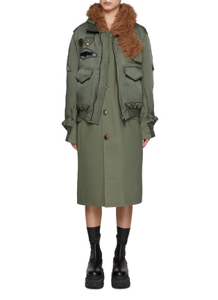 首图 - 点击放大 - SACAI - x Spiewak Faux Fur Collar Patch Coat