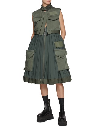 模特儿示范图 - 点击放大 - SACAI - x Spiewak Pleated Skirt Dress