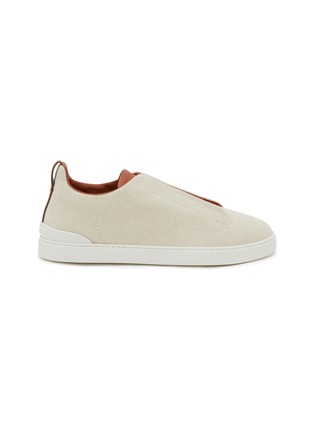 首图 - 点击放大 - ERMENEGILDO ZEGNA - Triple Stitch Low Top Cotton Leather Sneakers